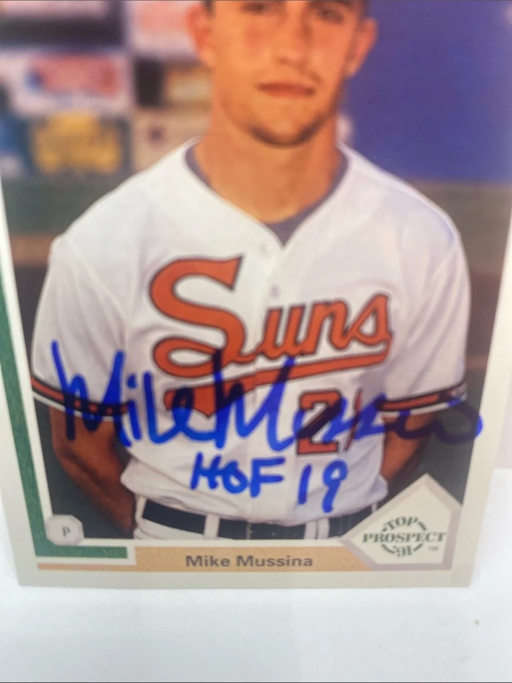 1991 Upper Deck Mike Mussina Orioles Top Prospect #65 In Person Autograph (088)